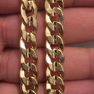 Men’s 14K Stamped Gold Plated 10mm 24 inch Cuban Linked Chain&bracelet Set
